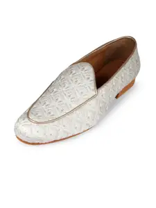 TANNY SHOES Men Sequin Embellished & Embroidered Lightweight Leather Mojaris