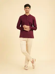 Manyavar Men Mandarin Collar Cotton Short Kurta
