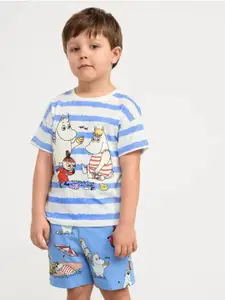 INCLUD Boys Printed Round Neck T-Shirt With Shorts