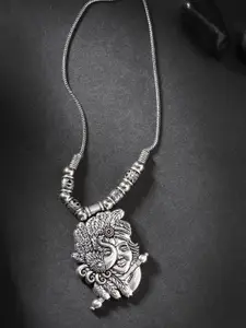 Anouk German Silver Plated Oxidised Krishna Pendant With Chain