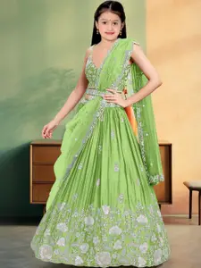 F Plus Fashion Girls Embroidered Patchwork Semi-Stitched Lehenga & Blouse With Dupatta