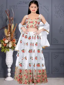 F Plus Fashion Girls Semi-Stitched Lehenga & Unstitched Blouse Net