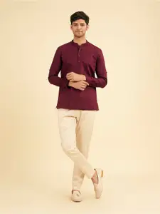 Manyavar Men Mandarin Collar Cotton Short Kurta