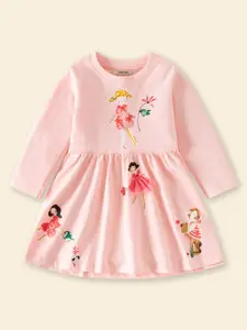 INCLUD Girls Printed Pleated Fit & Flare Dress