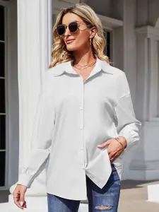 BAESD Women Comfort Regular Fit Solid Spread Collar Cotton Casual Shirt