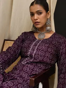 Anouk Women Bandhani Printed Zardozi Straight Kurta