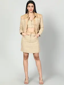 Fashion Gaiia Self Design Top, Jacket & Skirt Co-Ord Set