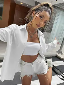 BAESD Women Comfort Regular Fit Solid Spread Collar Cotton Casual Shirt