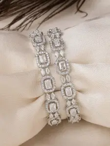 T4 JEWELS Rhodium-Plated German Silver Bangle - 2Nos