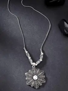 Anouk German Silver Floral Shape Pendant with Chain