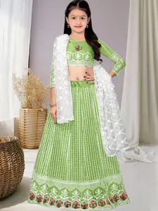 F Plus Fashion Girls Embroidered Semi-Stitched Lehenga & Unstitched Blouse With Dupatta