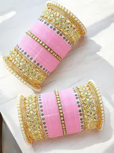 BeautyTrends Set of 2 Stone Studded & Beaded Chuda Bangles