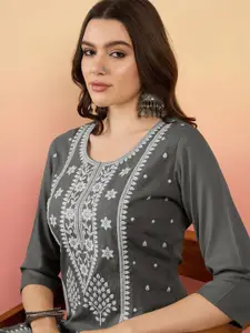 Anouk Women Ethnic Motifs Embroidered Straight Kurta