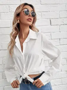 BAESD Women Comfort Regular Fit Solid Spread Collar Cotton Casual Shirt