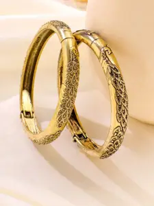 Anouk Set Of 2 Gold-Plated Leaf Bangles