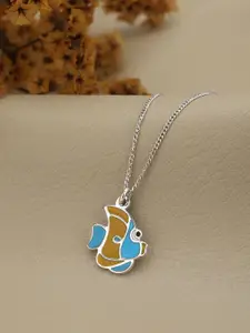Carlton London 925 Sterling Silver Rhodium Plated Colorful Enamel Fish Necklace