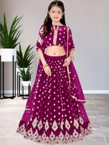 F Plus Fashion Girls Semi-Stitched Lehenga Set With Dupatta