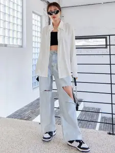 BAESD Women Comfort Regular Fit Solid Spread Collar Cotton Casual Shirt