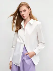 BAESD Women Comfort Regular Fit Solid Spread Collar Cotton Casual Shirt