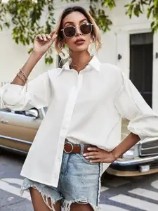 CORSICA Women Comfort Regular Fit Solid Spread Collar Cotton Casual Shirt