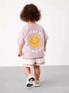 INCLUD Girls Printed Round Neck T-Shirt With Shorts