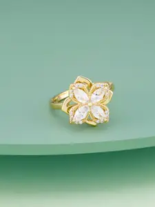 Kushal's Fashion Jewellery White Gold-Plated Trendy Party Zircon Finger Ring