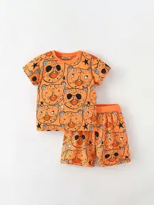 INCLUD Boys Printed Round Neck T-Shirt With Shorts