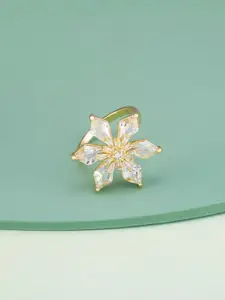 Kushal's Fashion Jewellery White Gold-Plated Trendy Party Zircon Finger Ring