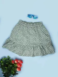 V-Mart Girls Floral Printed Flared Knee Length Skirt