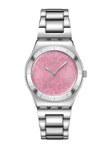 Swatch Women Printed Dial & Stainless Steel Bracelet Style Straps Analogue Watch YLS234G
