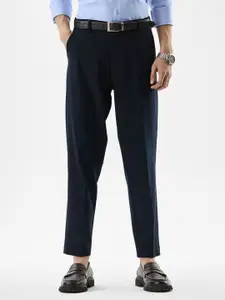 Snitch Men Slim Fit Mid-Rise Pleated Formal Trousers