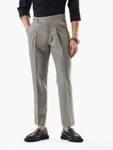 Snitch Men Slim Fit High-Rise Pleated Formal Trousers