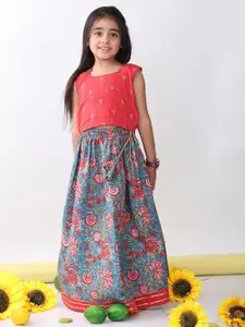 Sangria Girls Embroidered Cotton Sleeveless Lehenga Choli