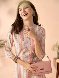 Anouk Women Floral Printed Chanderi Silk Kurta