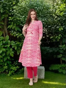 FASHOR Women Ethnic Motifs Printed Mandarin Collar Kurta
