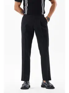 Snitch Men Slim Fit High-Rise Pleated Formal Trousers