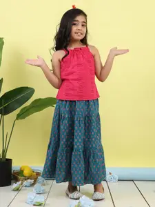 Sangria Girls Embroidered Cotton Sleeveless Lehenga Choli