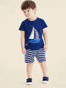 INCLUD Boys Embroidered Round Neck T-Shirt With Shorts