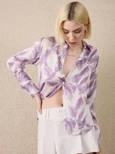 The Roadster Lifestyle Co. Women Floral Printed Spread Collar Satin Casual Shirt