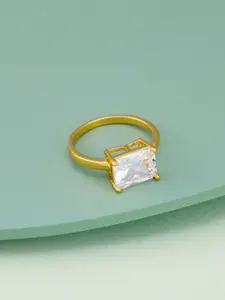 Kushal's Fashion Jewellery White Gold-Plated Trendy Party Zircon Finger Ring