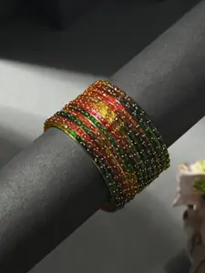 1ST TIME 12Pcs Beaded Glass Bangles