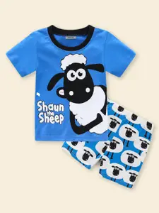 INCLUD Boys Printed Round Neck T-Shirt With Shorts