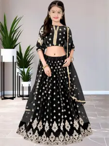 F Plus Fashion Girls Semi-Stitched Lehenga Set With Dupatta