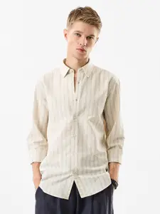 Snitch Men Modern Slim Fit Striped Casual Shirt