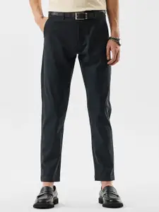 Snitch Men Black Mid-Rise Slim Fit Chinos Trousers