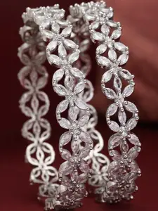 T4 JEWELS Rhodium-Plated American Diamond Bangles
