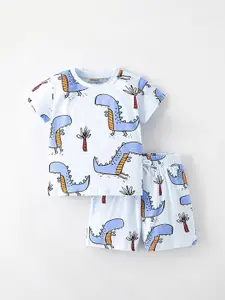 INCLUD Boys Printed Round Neck T-Shirt With Shorts