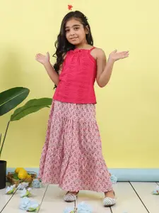 Sangria Girls Embroidered Cotton Sleeveless Lehenga Choli