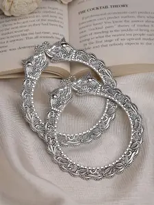 Anouk Set Of 2 German Silver Oxidized Elephant Design Bangles