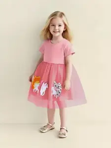 INCLUD Girls Embroidered Fit & Flare Dress